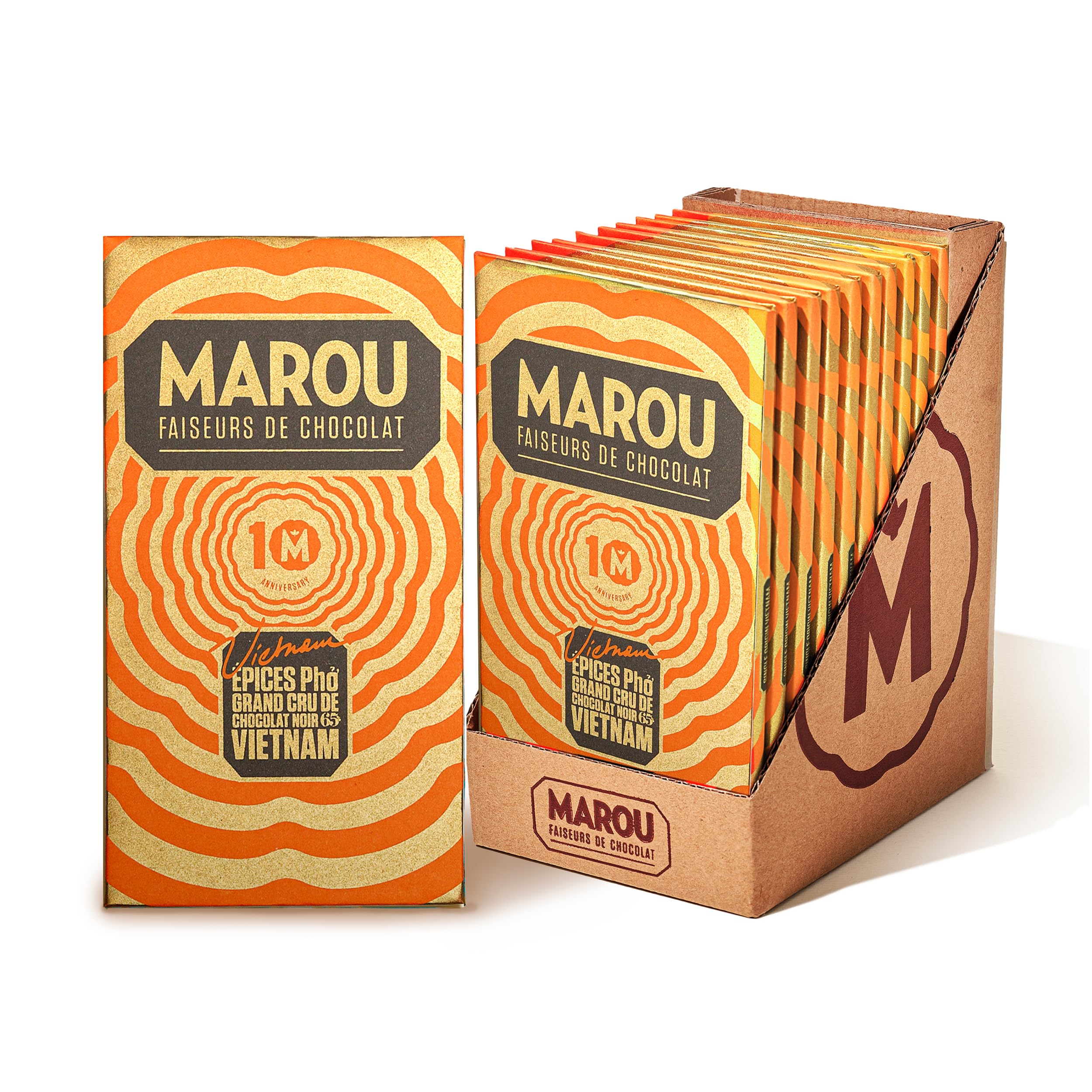 Amazon.com : Marou Pho Spice 48% 65% Cacao Dark Chocolate Case